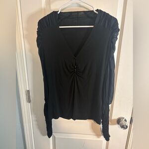 Roberto Cavalli vintage Black Ruched Blouse long sleeve size 8 EUC